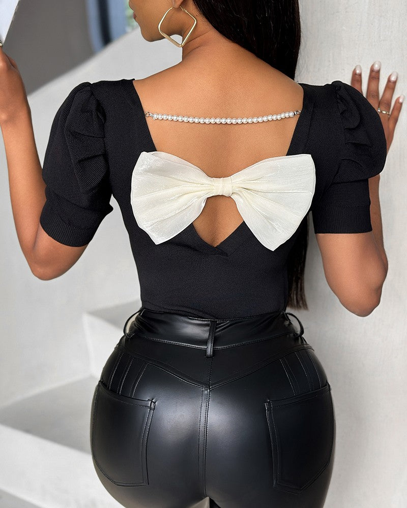 Kadın Kısa Kollu Sırt Inci Ve Kurdela Detay Karpuz Kol Yerli Krep Bluz. 109 Adet Standart Beden Gerisi 3 Beden