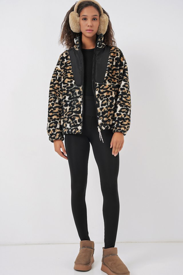 5194 Peluş Mont Ceket - C. Kahverengi