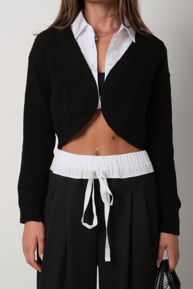Biyeli Crop Triko Hırka
