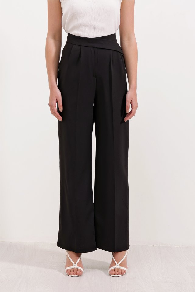 Siyah Yüksek Bel Palazzo Pantolon 6646