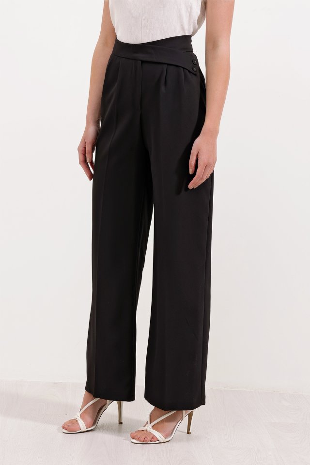Siyah Yüksek Bel Palazzo Pantolon 6646