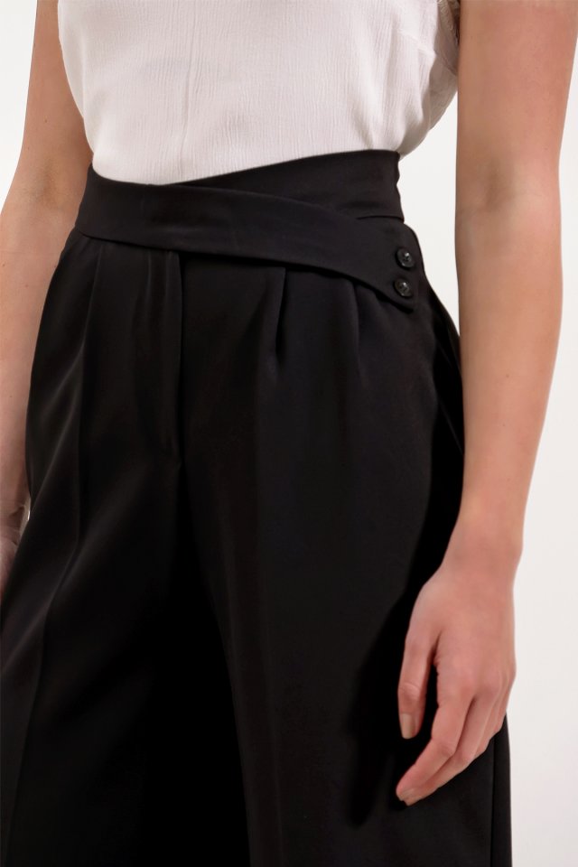 Siyah Yüksek Bel Palazzo Pantolon 6646