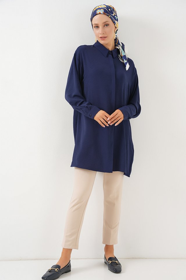 Uzun Gömlek Tunik 5945 - Lacivert