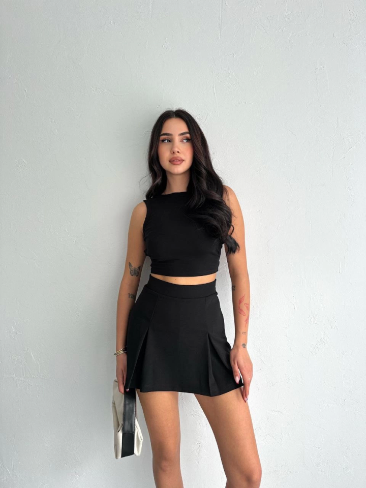 Tek Omuzlu Kolsuz Mini Boy Elbise - Siyah