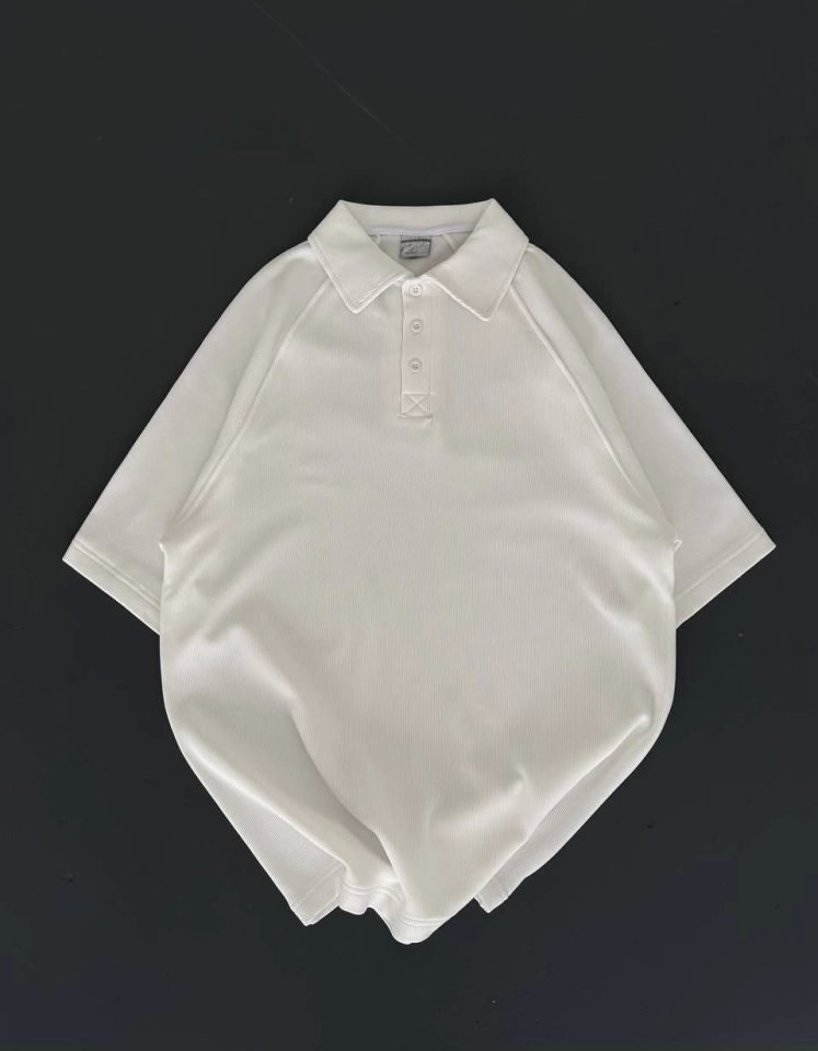 Yakalı Patlı Kısa Kol T-shirt - Beyaz