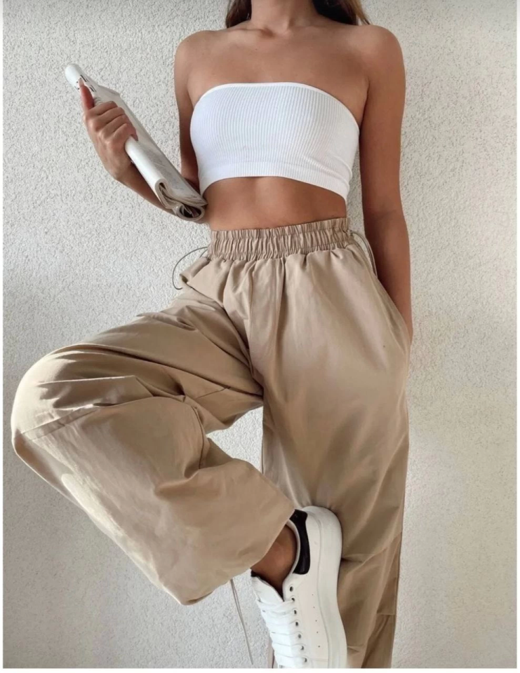 Cepli Paraşut Pantalon - Bej