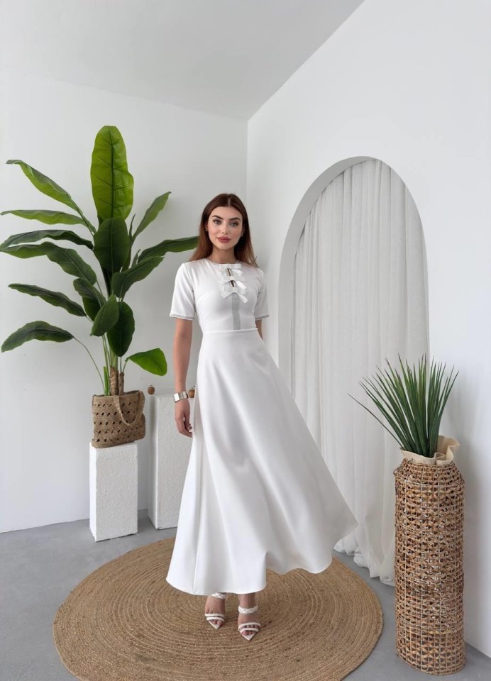 Wera Taşlı Fiyonk Detaylı Elbise