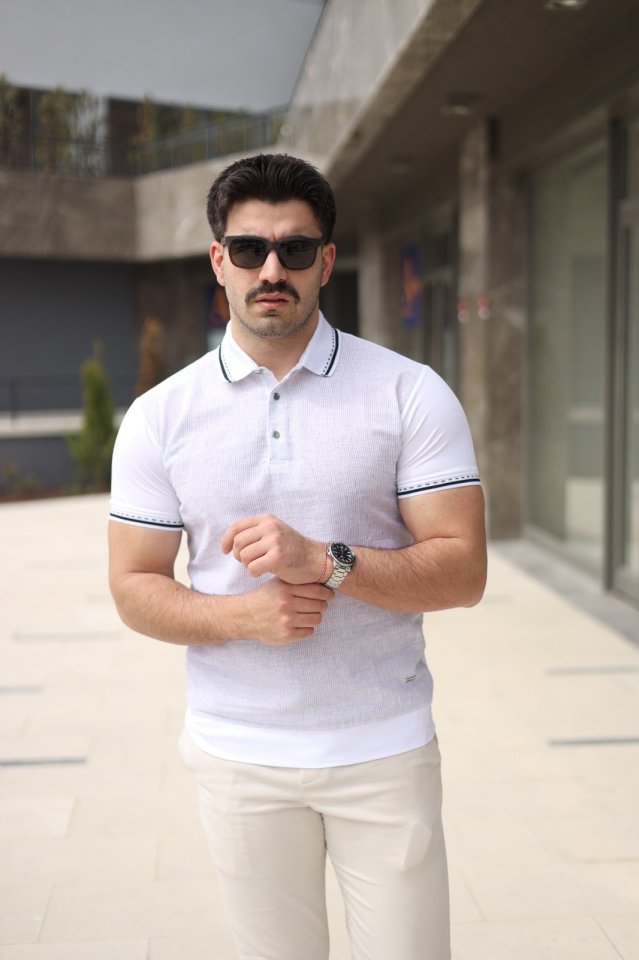 Erkek Polo Yaka Fermuar Detaylı Tişört