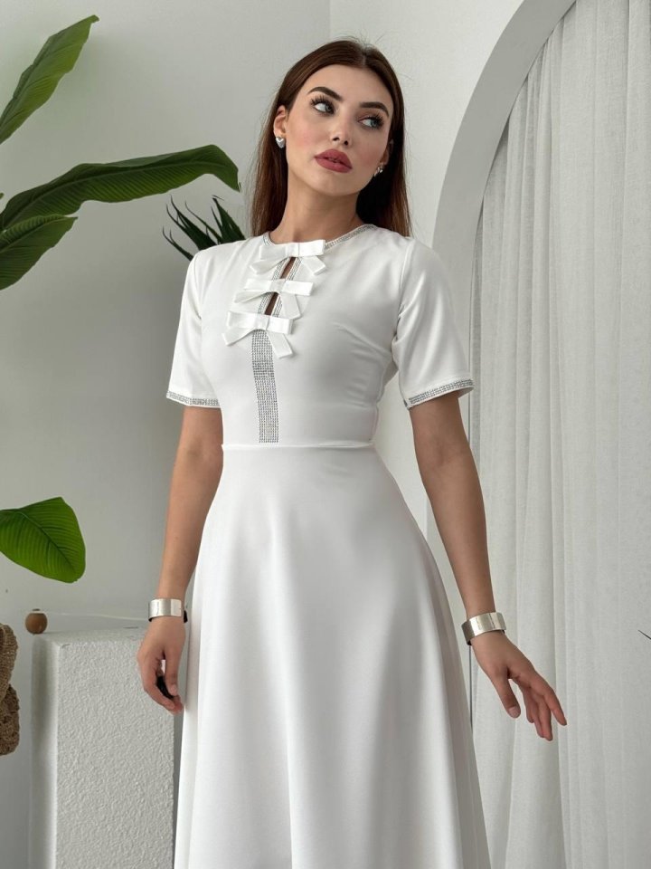 Wera Taşlı Fiyonk Detaylı Elbise