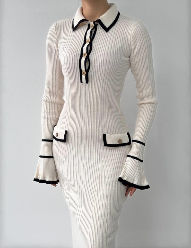 Wale Cep Detaylı Elbise