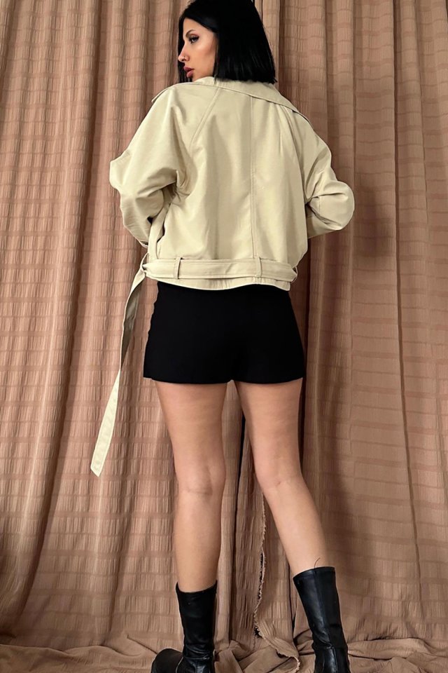 Vizon Kemerli Kısa Trech Ceket