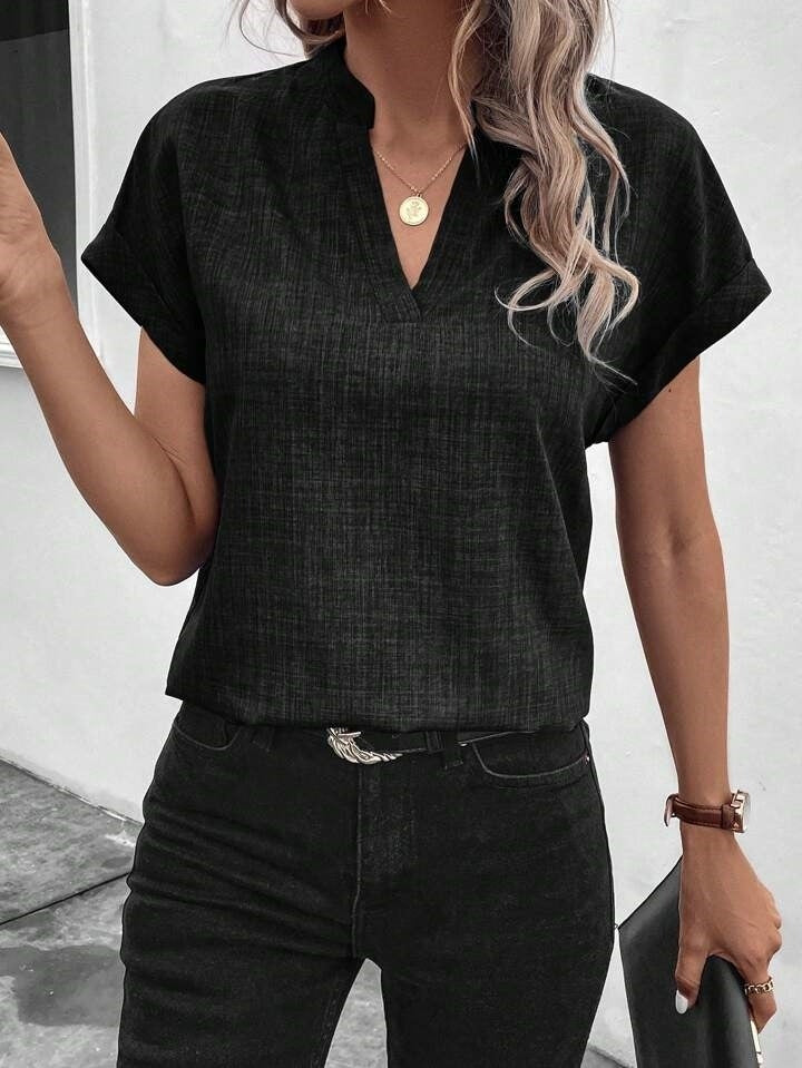 Kadın Kısa Kollu Hakim Yaka Sofya Bluz