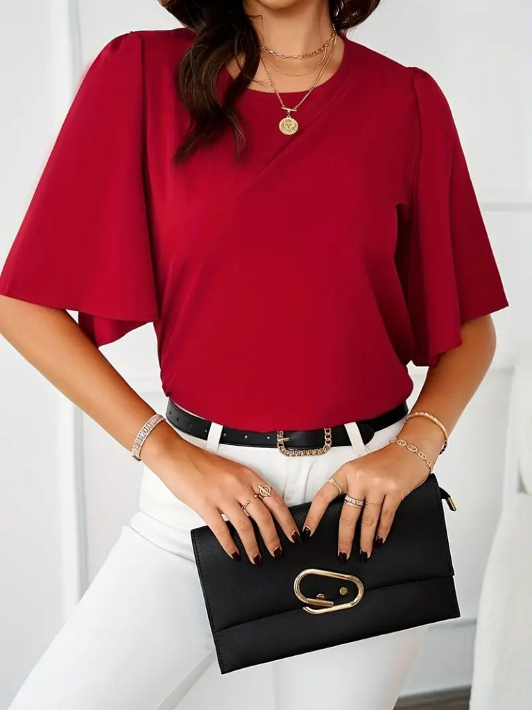 Kadın Kısa Kollu Yuvarlak Yaka Sandy Bluz