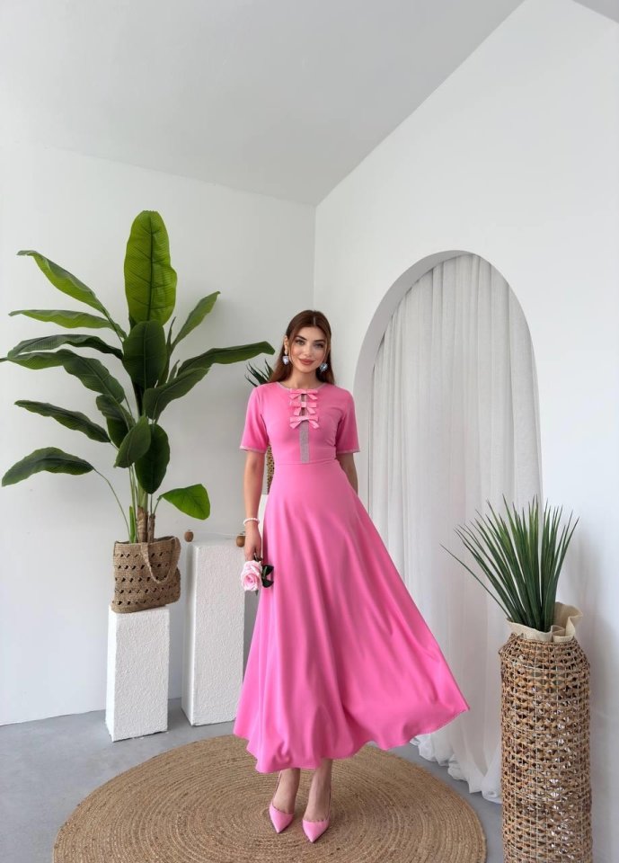 Wera Taşlı Fiyonk Detaylı Elbise