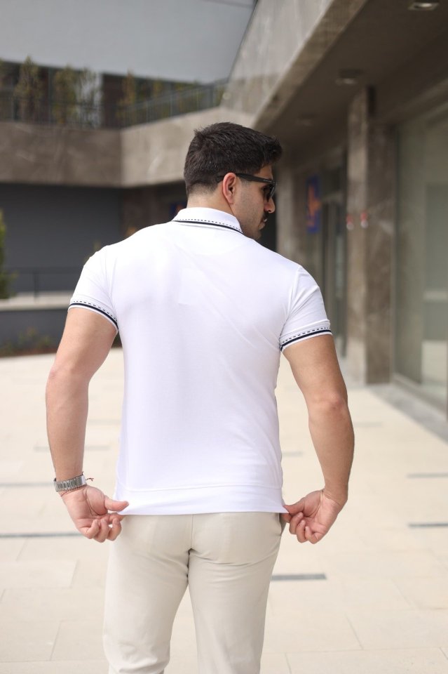 Erkek Polo Yaka Fermuar Detaylı Tişört