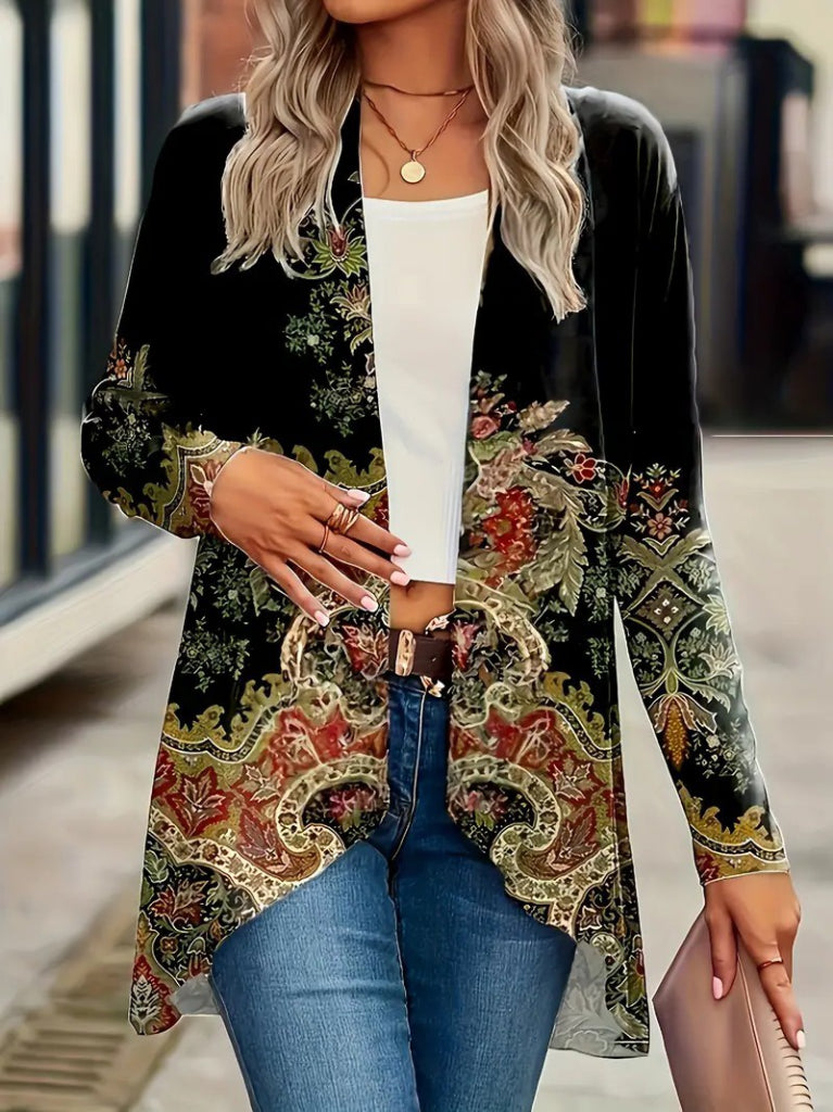 Kadın Uzun Kollu önü Açık Desenli şardonlu Dalgıç Ceket