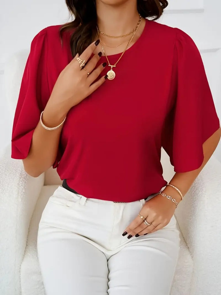 Kadın Kısa Kollu Yuvarlak Yaka Sandy Bluz