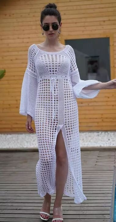 Kadın Yarasa Kol Triko Maxi Boy Pareo