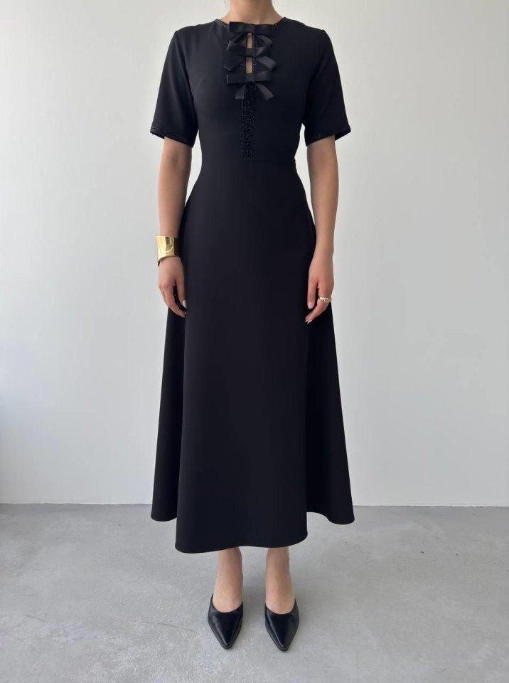 Wera Taşlı Fiyonk Detaylı Elbise