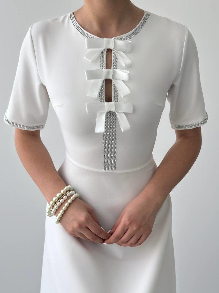 Wera Taşlı Fiyonk Detaylı Elbise